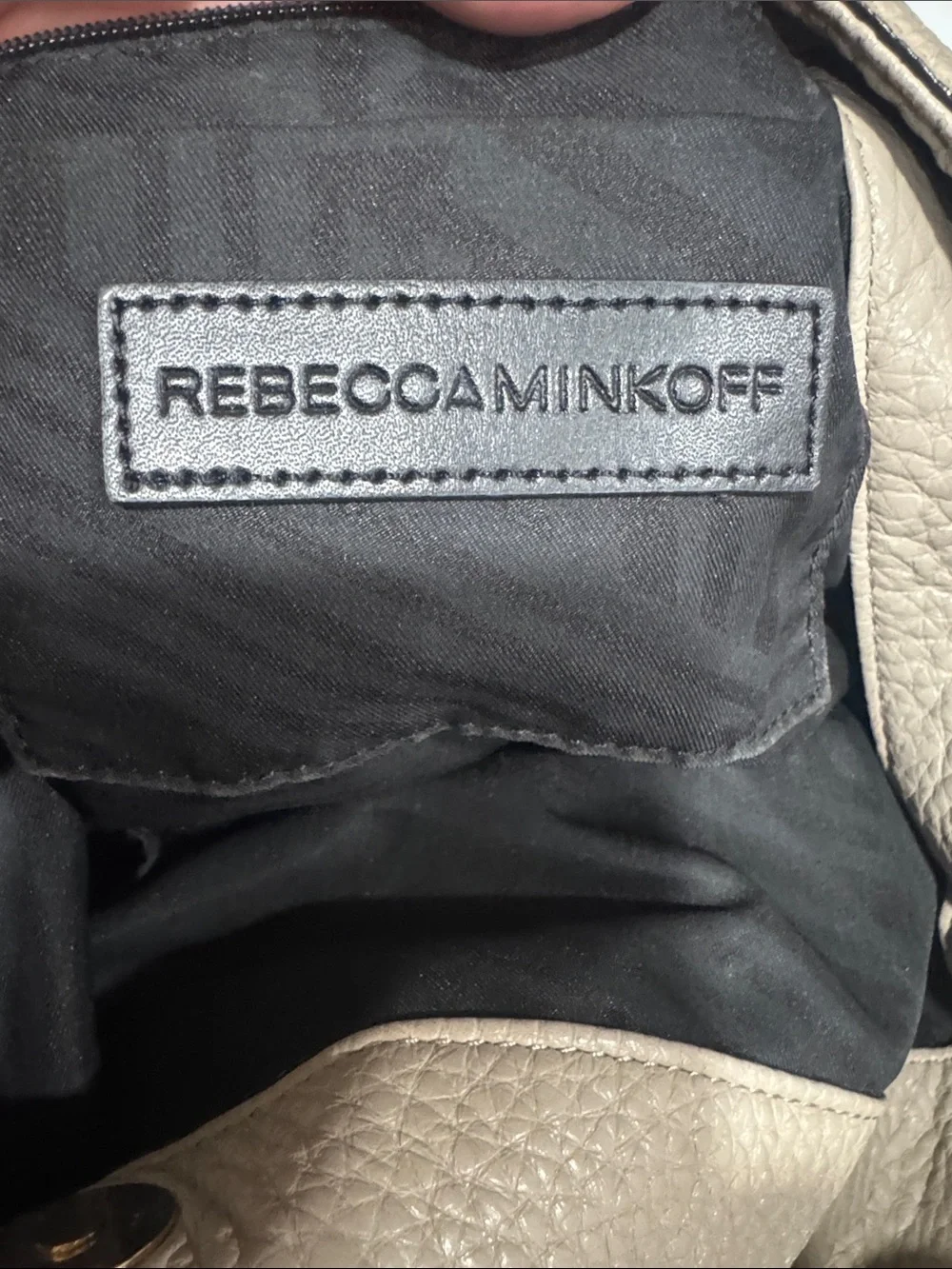 Rebecca Minkoff Beige Leather Hobo with Gold Zippers